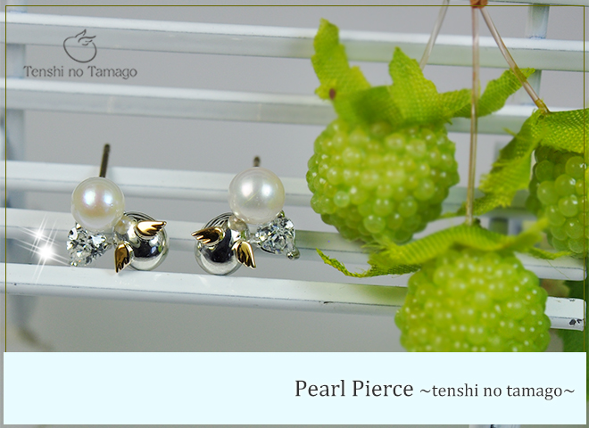 天使の卵 淡水パールジュエルハートピアス